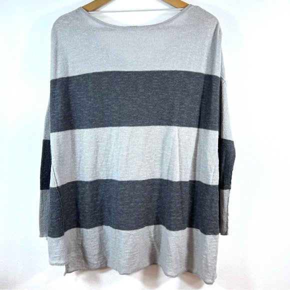 Free People Linen Blend Relax Oversized Fit Charcoal Pullover Knit Sweater Sz XS - Picture 9 of 10